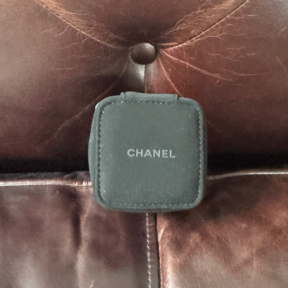 CHANEL New Travel Jewelry Zipper Case in Black Size 3”x3”x3”
